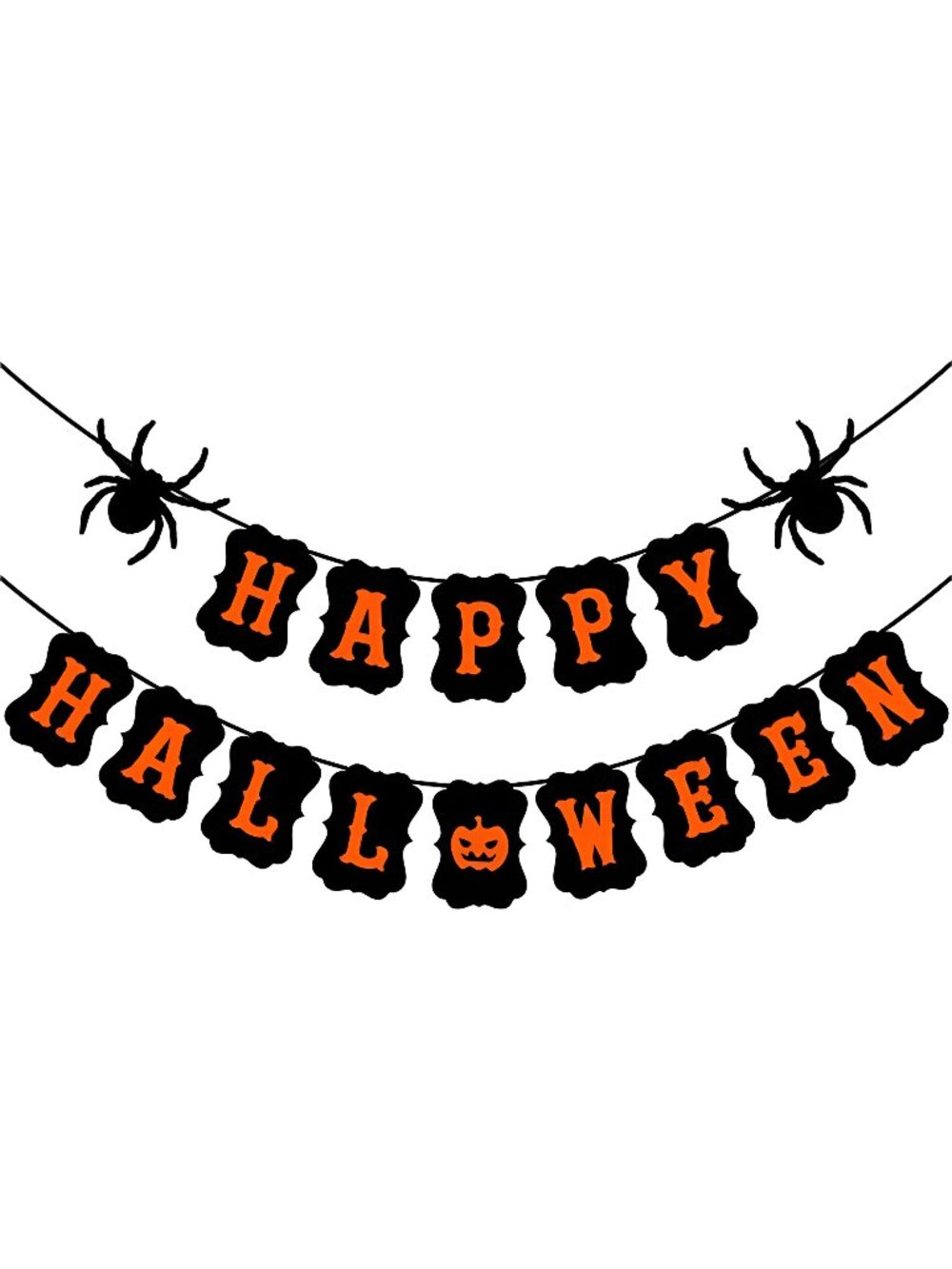Happy Halloween Banner with Spider Pumpkin Sign for Party Decorations